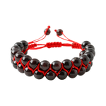Bordo Granat Lal 8mm Çift Sıra Makrome Doğal Taş Bileklik