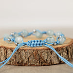 Akuamarin Natürel Kesim Doğal Taş Makrome Bileklik