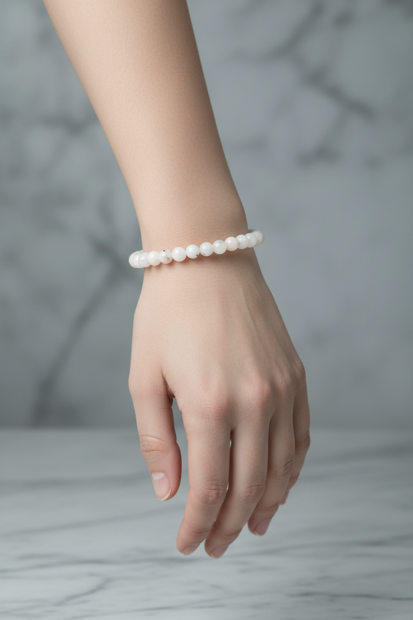 Ay Taşı 6mm Doğal Taş Bileklik