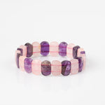 Ametist-Pembe Kuvars Doğal Taş Geniş Kesim Bileklik