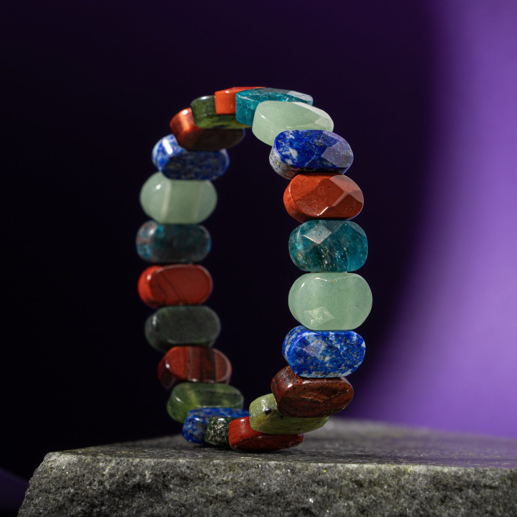 Boğa Burcu Bileklik Buz Mavizi Apatit, Dragon Jasper, Jasper, Lapis Lazuli, Yeşil Aventurin, Yeşim