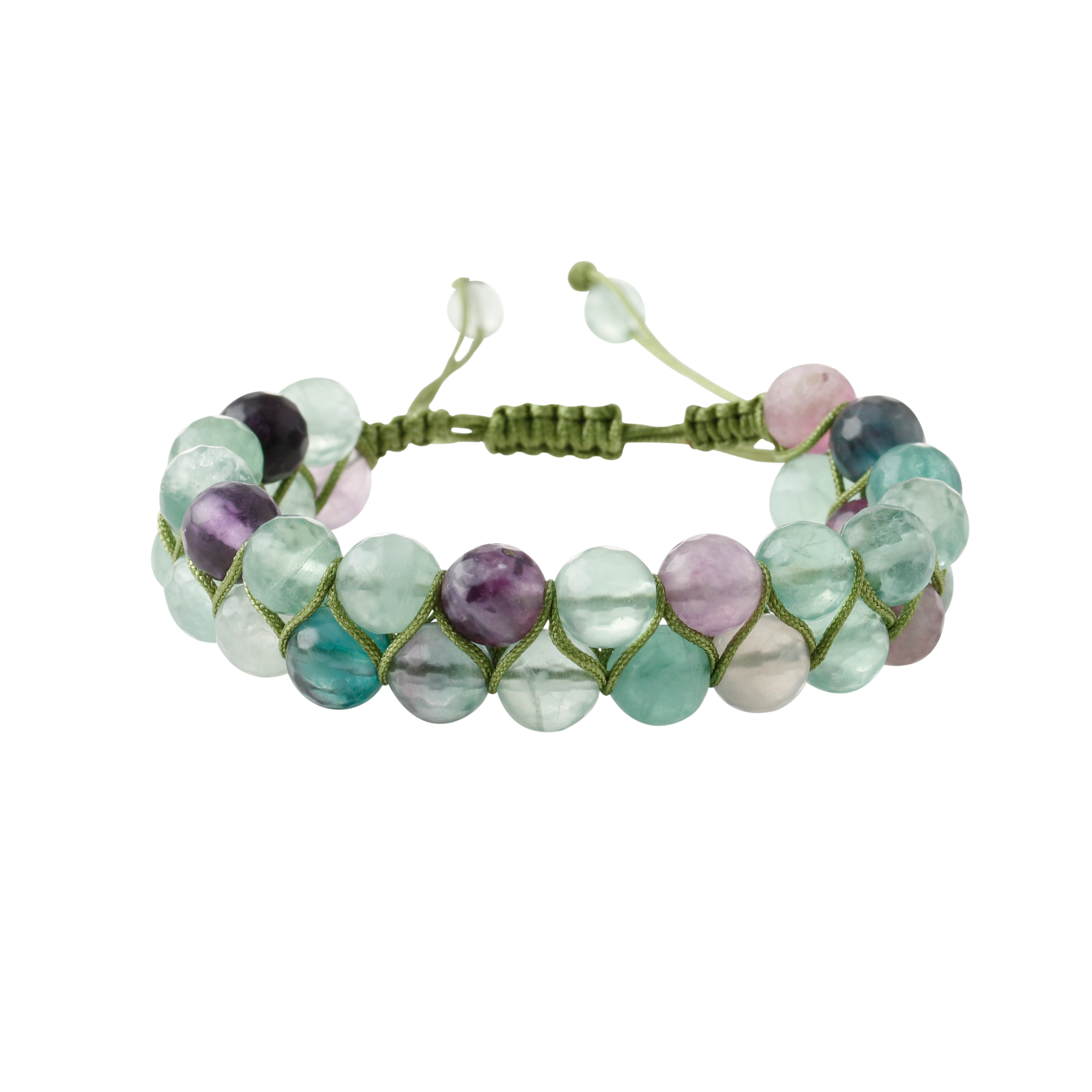 Yeşil Florit 8mm Çift Sıra Makrome Doğal Taş Bileklik