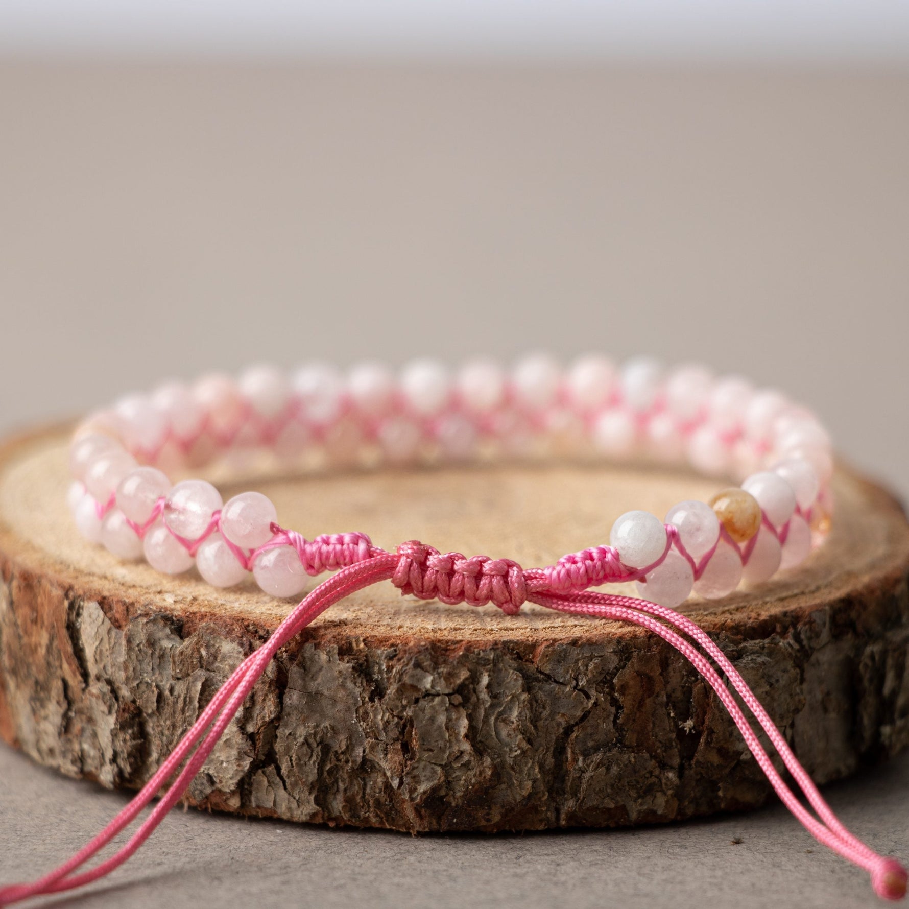 Morganit 4mm Çift Sıra Doğal Taş Bileklik