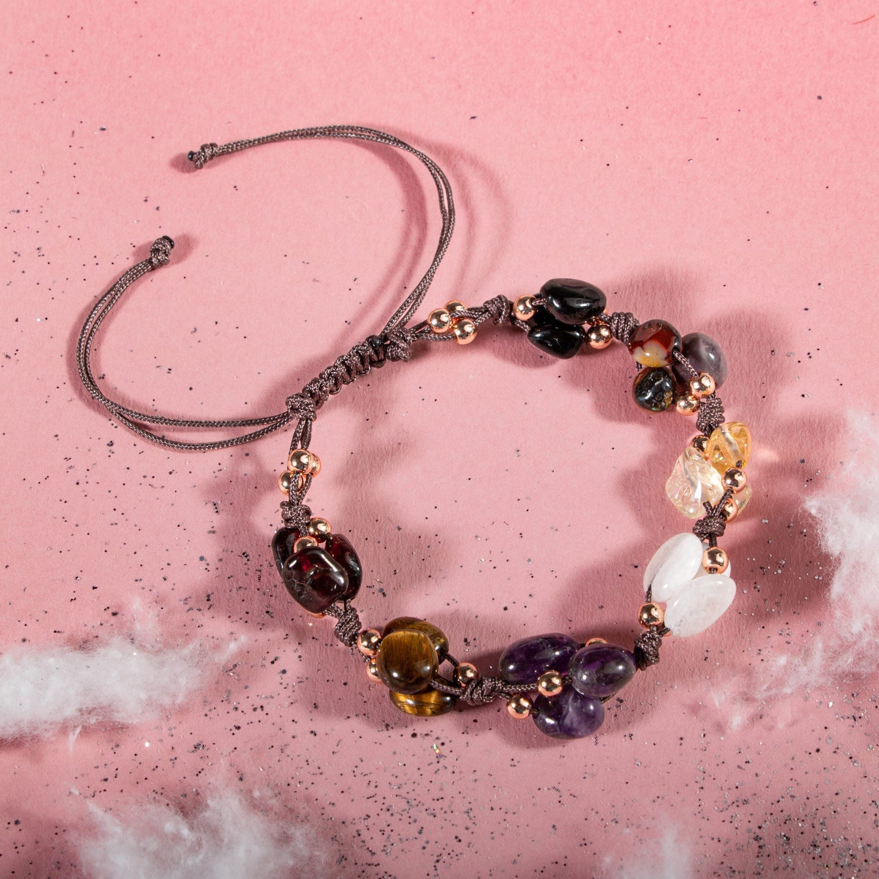 Akrep Burcu Bileklik Ametist, Ay Taşı, Bordo Granat Lal, Jasper, Kaplan Gözü, Sitrin, Siyah Turmalin