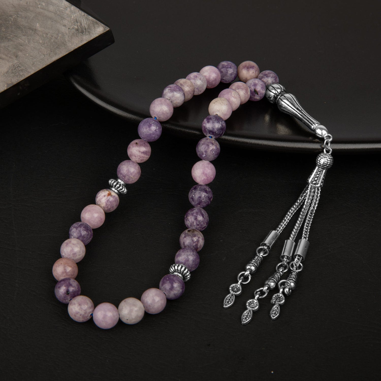 Lepidolit Doğal Taş Tesbih 33lük - 8mm