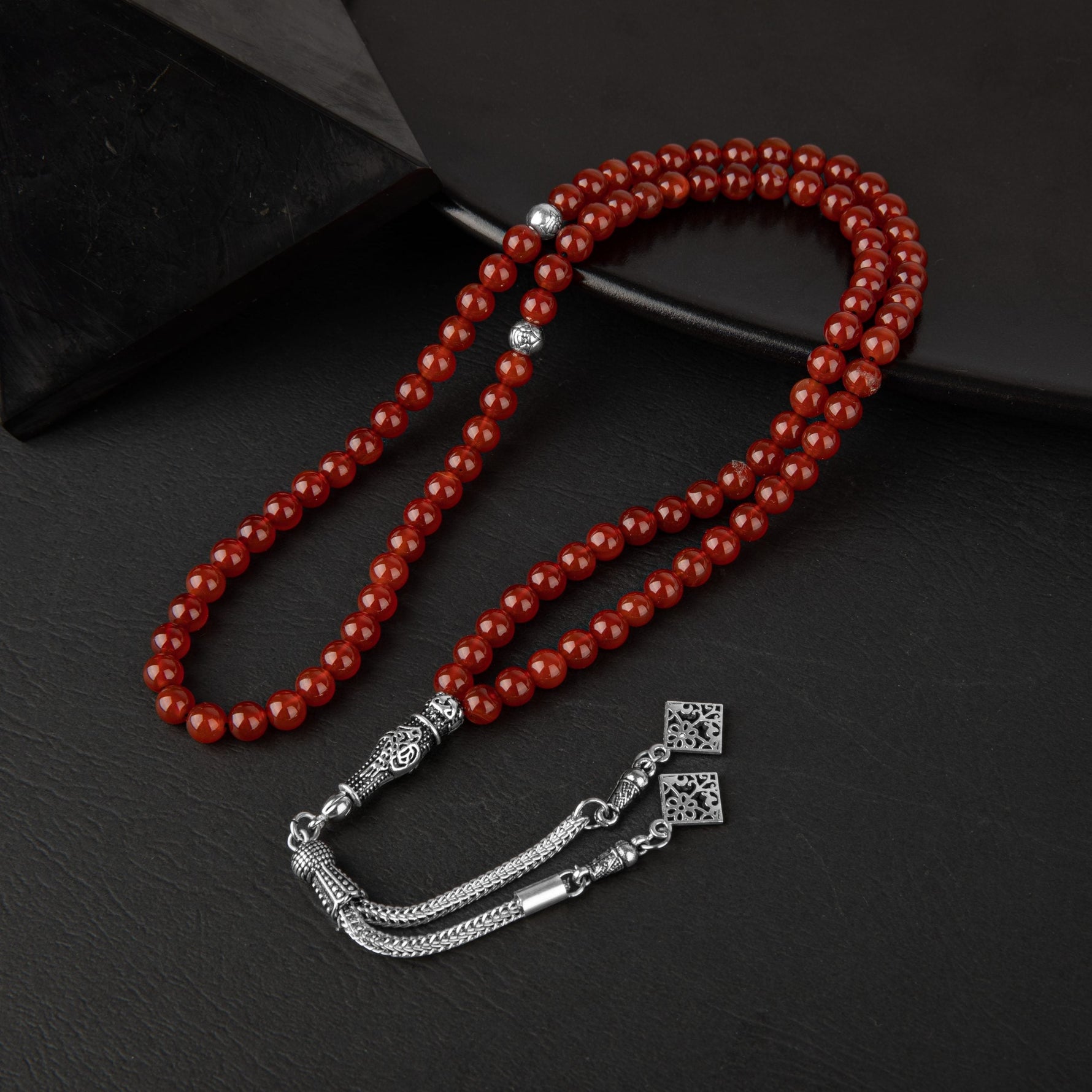 Kırmızı Akik Doğal Taş Tesbih 99luk - 6mm