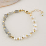İnci-Labradorit Altın Kaplama Kapama Doğal Taş Bileklik