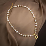 Lapis Lazuli Taşlı İnci Doğal Taş Gümüş Tasarım Kolye - 54cm