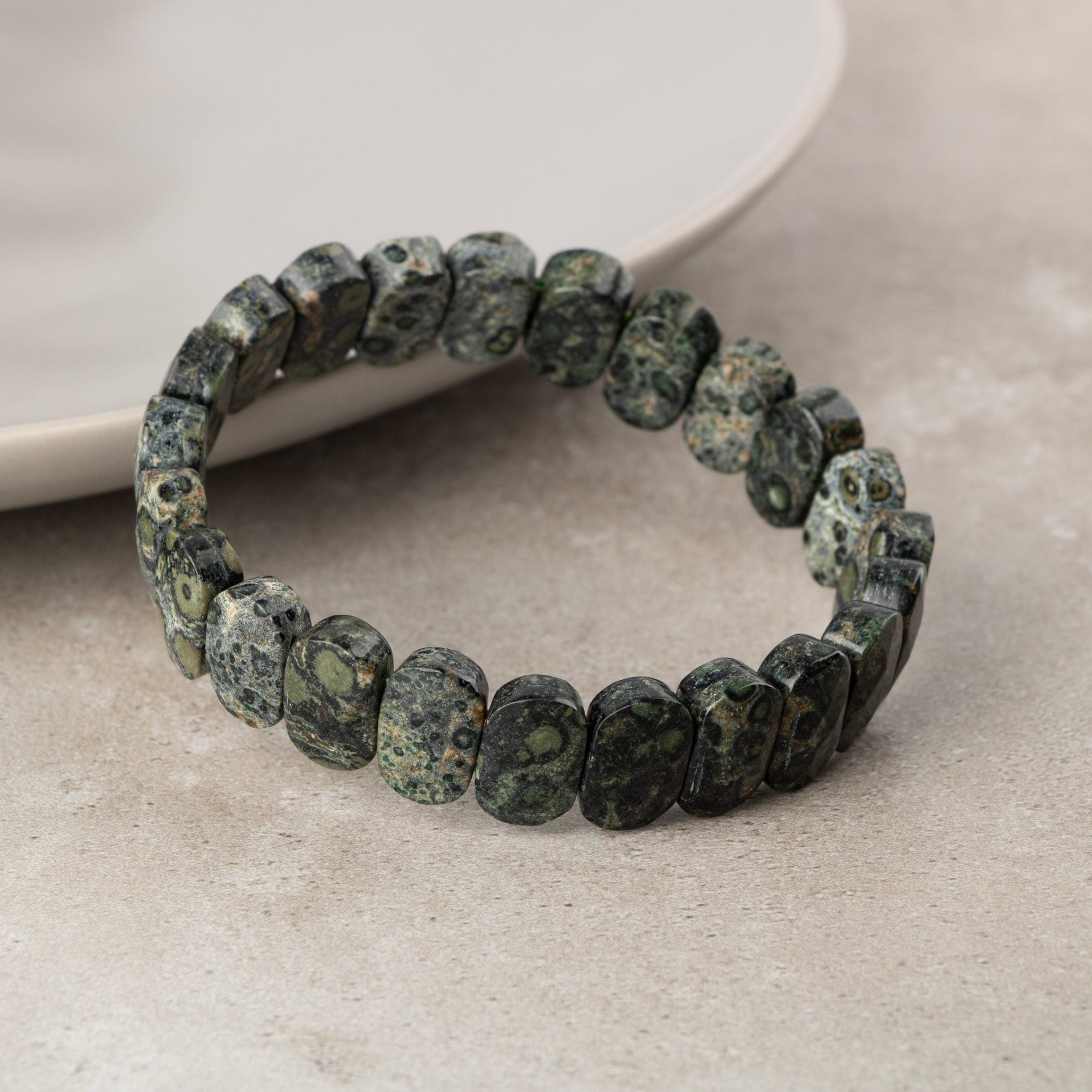 Yeşil Jasper Doğal Taş Geniş Kesim Bileklik