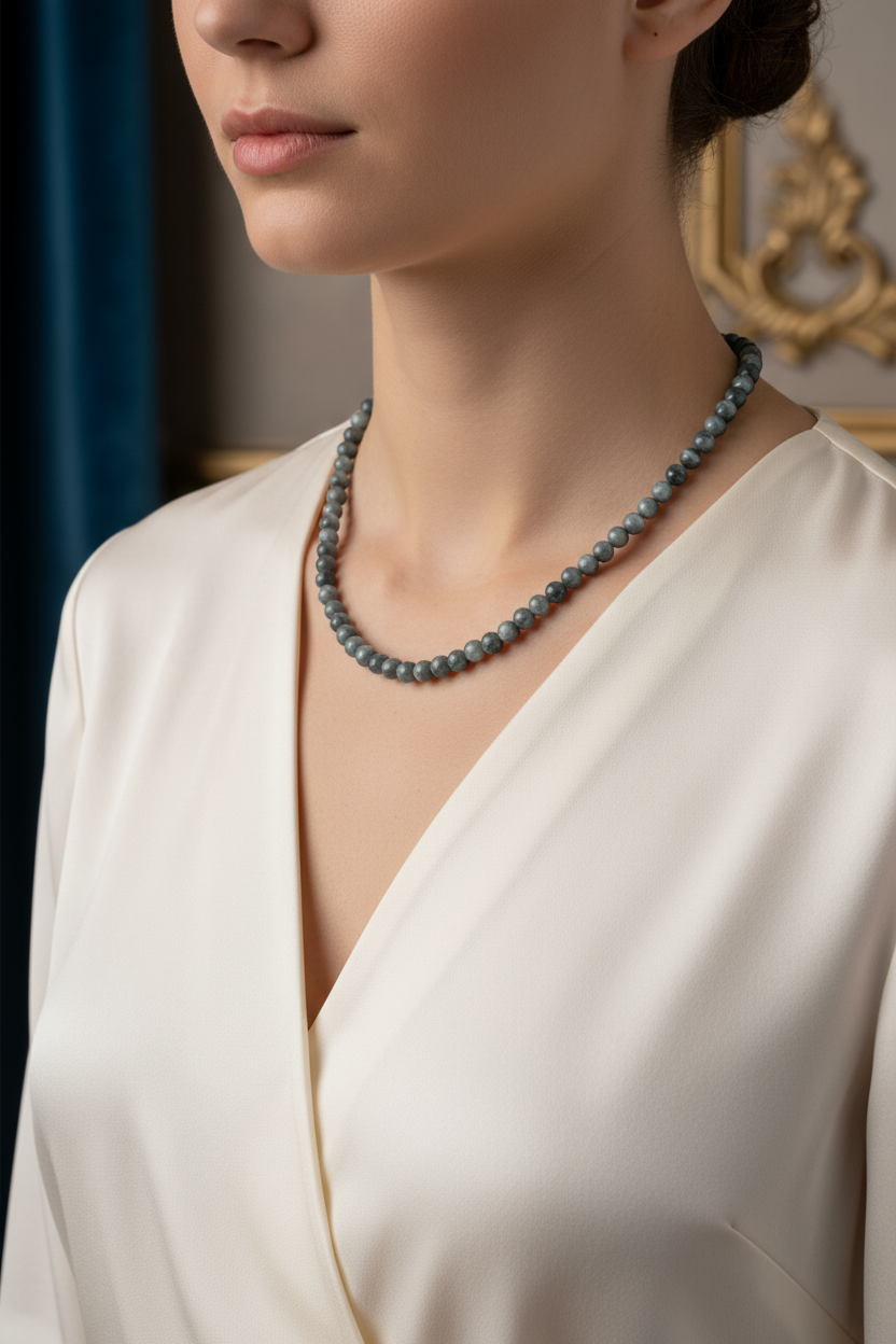 Kedi Gözü 6 mm Dizi Doğal Taş Kolye – Özel Tasarım