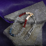 Oğlak Burcu Tesbih Dumortierit, Jasper, Kırmızı Akik, Kristal Kuvars