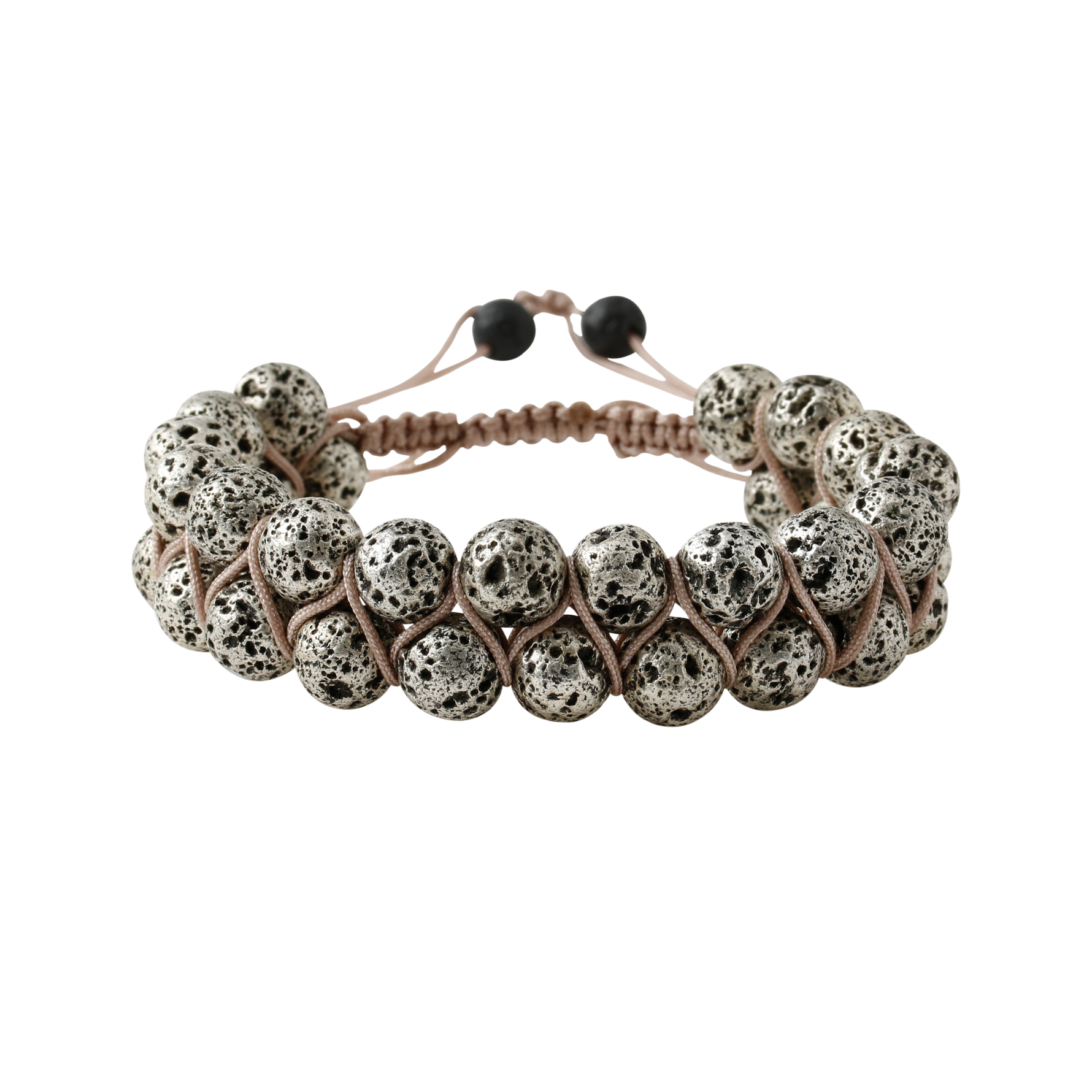 Gri Lav Taşı 8mm Çift Sıra Makrome Doğal Taş Bileklik