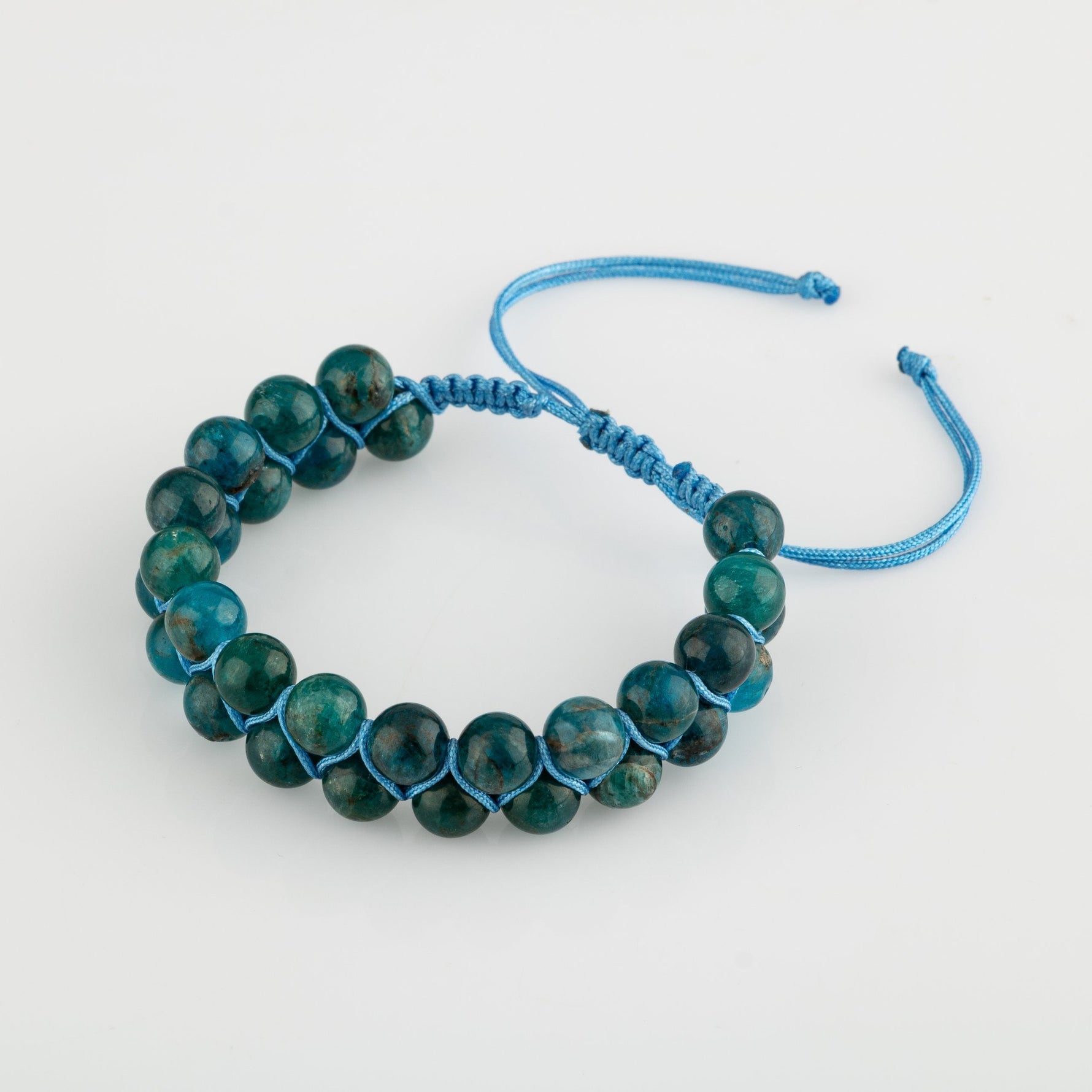 Mavi Apatit 8mm Çift Sıra Makrome Doğal Taş Bileklik