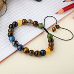 Öğrenci Doğal Taş Bileklik-Karlı Obsidyen-Lapis-Kaplan Gözü-Dumanlı Kuvars-Sodalit-Kalsit-Yeşim