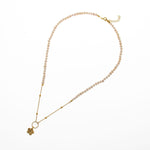 İnci Doğal Taş Gümüş Çiçekli Kolye