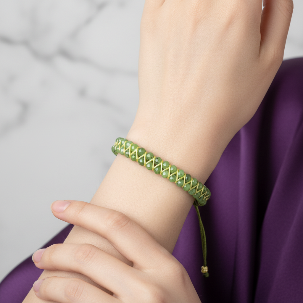 Yeşim 3-4 mm Çift Sıra Doğal Taş Bileklik – Unisex El İşçiliği