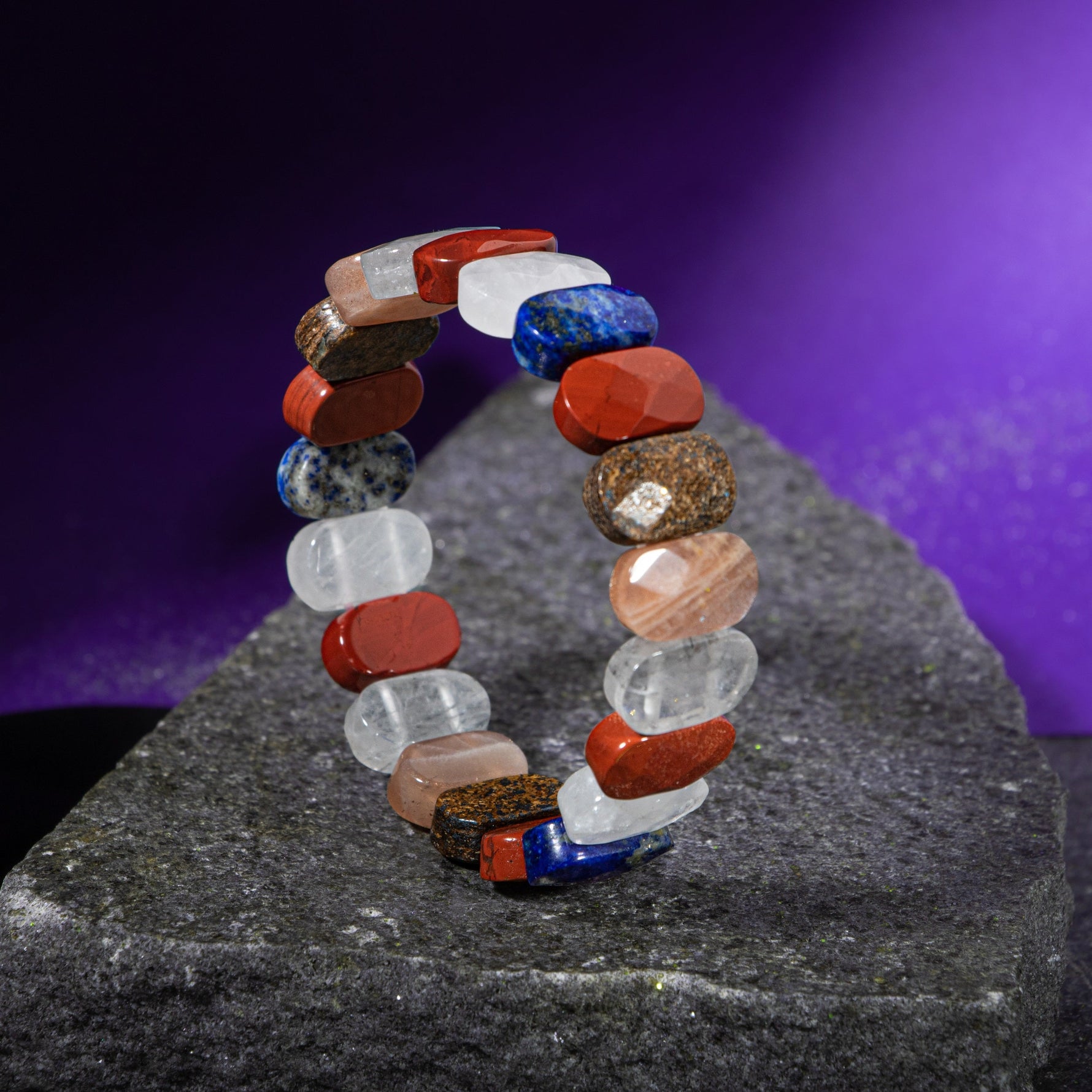 Yay Burcu Bileklik Ay Taşı, Bronzit, Güneş Taşı, Jasper, Lapis Lazuli, Selenit