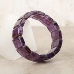 Ametist Doğal Taş Kare Kesim Geniş Kesim Bileklik
