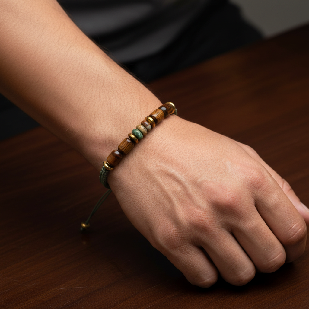 Hint Akik, Kaplan Gözü & Hematit Doğal Taş Erkek Tasarım Bileklik – Özel Tasarım