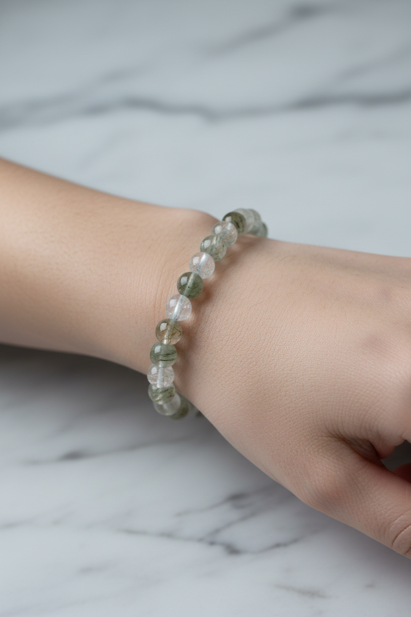 İğneli Kuvars 8mm Doğal Taş Bileklik