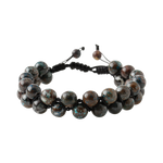 Azurit 8mm Çift Sıra Makrome Doğal Taş Bileklik