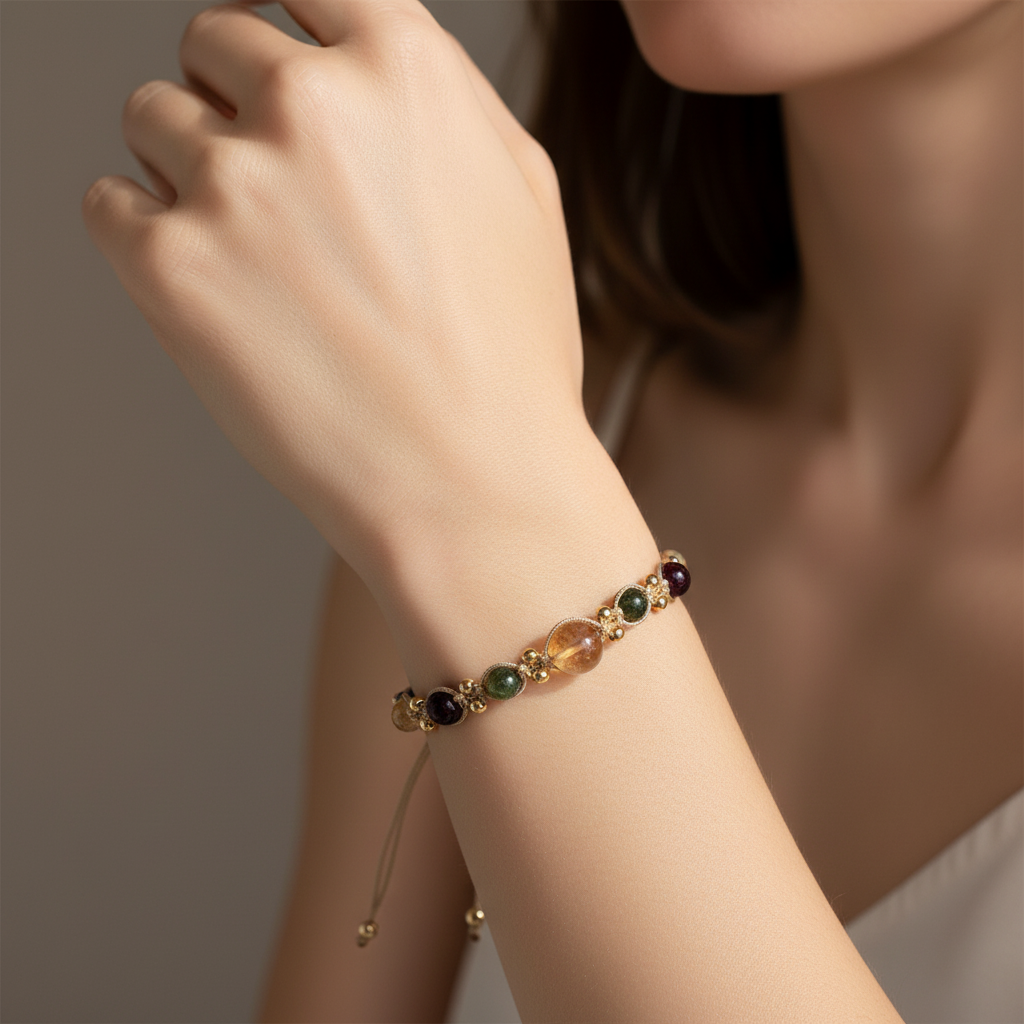 Aslan Burcu Doğal Taş Makrome Bileklik