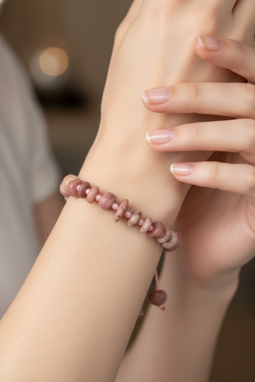 Sertifikalı Jasper Doğal Taş Makrome Örme Bileklik – Şekilsiz Kesim | Pirtash | Özel Üretim