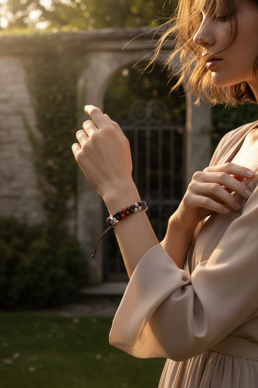 Sertifikalı Akrep Burcu Doğal Taş Çift Sıra Makrome Bileklik – 6 mm | Pirtash | Özel Üretim