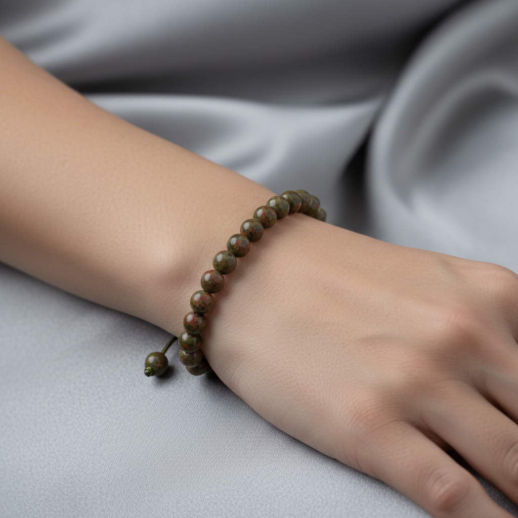 Unakit 6 mm Merdiven Kapama Doğal Taş Bileklik – El İşçiliği
