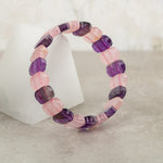 Ametist-Pembe Kuvars Doğal Taş Geniş Kesim Bileklik