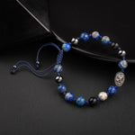 Lapis Lazuli Doğal Taş Tasarım Gümüş Bileklik- 20-21cm