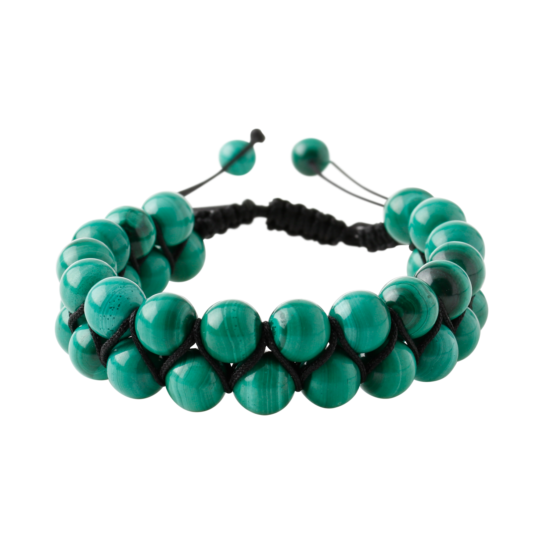 Malakit 8mm Çift Sıra Makrome Doğal Taş Bileklik