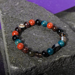 Başak Burcu Bileklik Bordo Granat Lal, Dumanlı Kuvars, Golden Obsidyen, Jasper, Mavi Apatit, Siyah Göz Akik