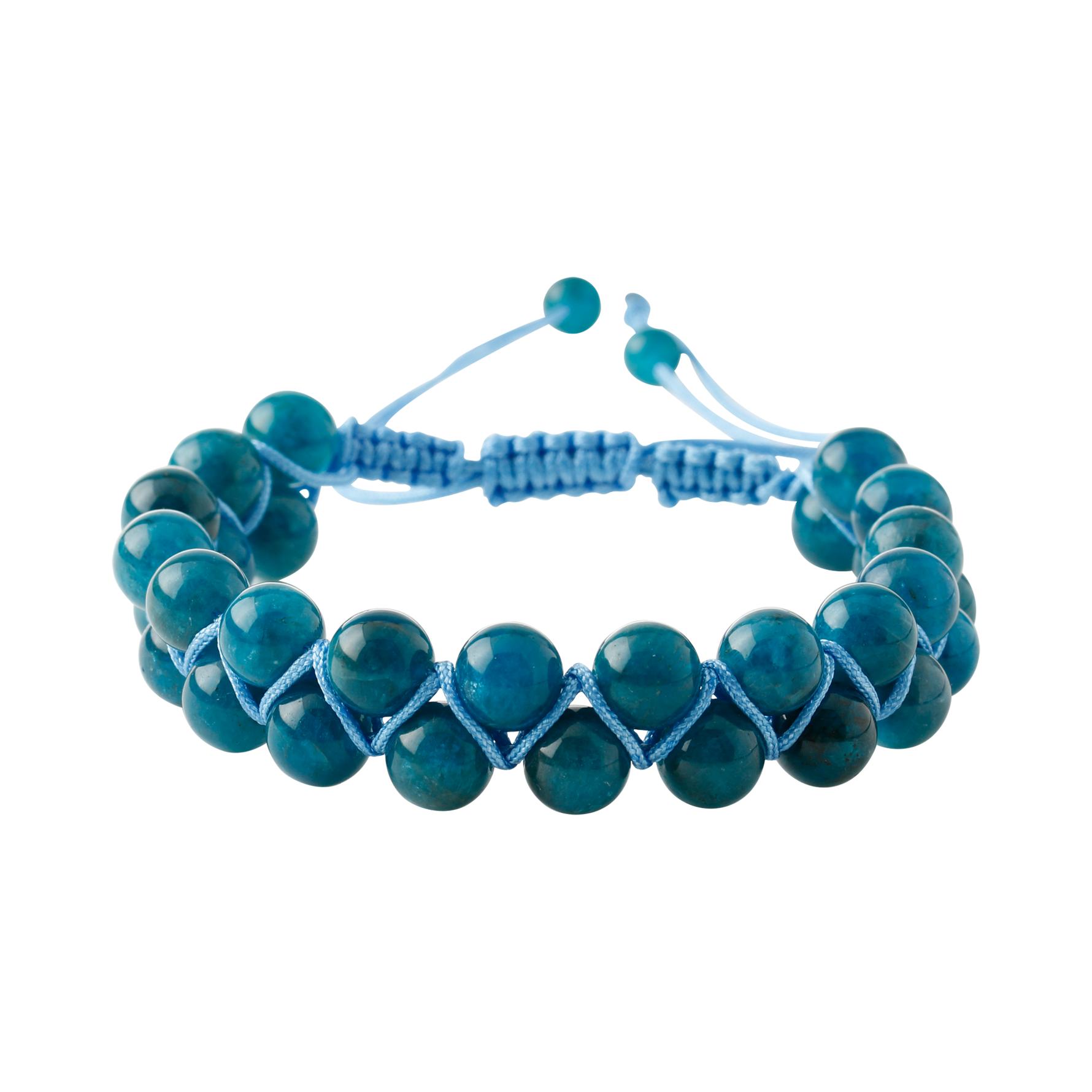 Mavi Apatit 8mm Çift Sıra Makrome Doğal Taş Bileklik