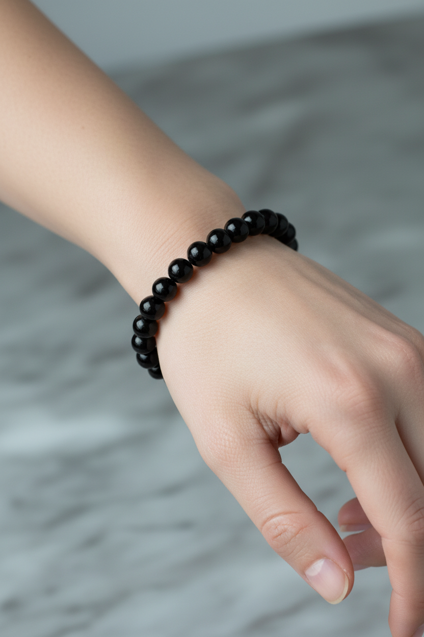 Siyah Turmalin 8mm Doğal Taş Bileklik