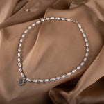 İnci-Hematit Doğal Taş Gümüş Kolye