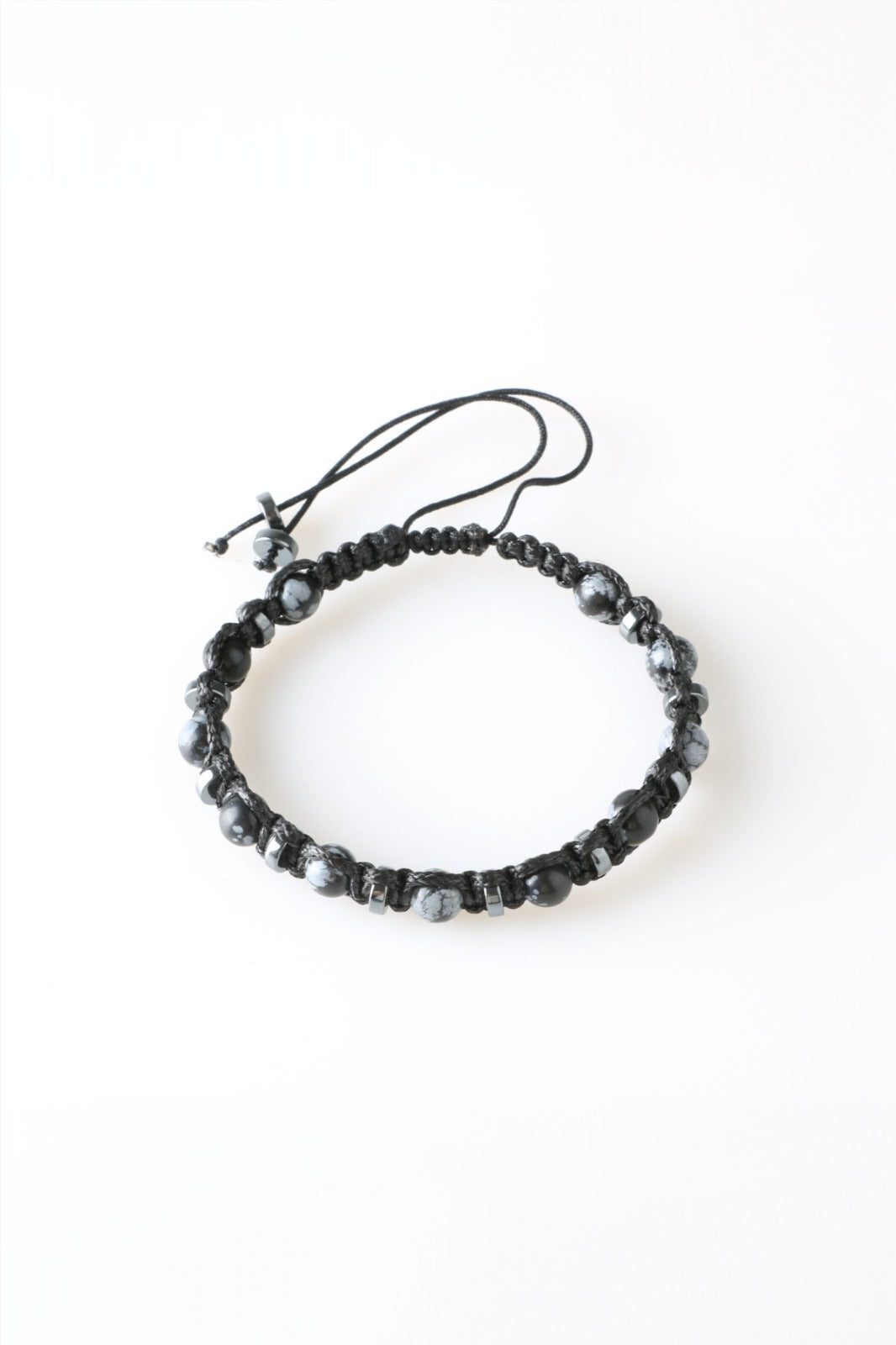 Erkek Bilekliği Orijinal Hakiki Sertifikalı Karlı Obsidyen - Hematit İpli Doğal Taş Bileklik 6mm