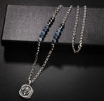 Erkek Kolyesi Dumortierit-hematit Doğal Taş Gümüş Tasarım Kolye