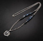 Erkek Kolyesi Dumortierit-hematit Doğal Taş Gümüş Tasarım Kolye