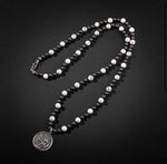 Erkek Kolyesi Havlit-hematit Doğal Taş Gümüş Tasarım Kolye