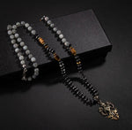 Erkek Kolyesi Labradorit-kaplan Gözü-hematit Doğal Taş Gümüş Tasarım Kolye