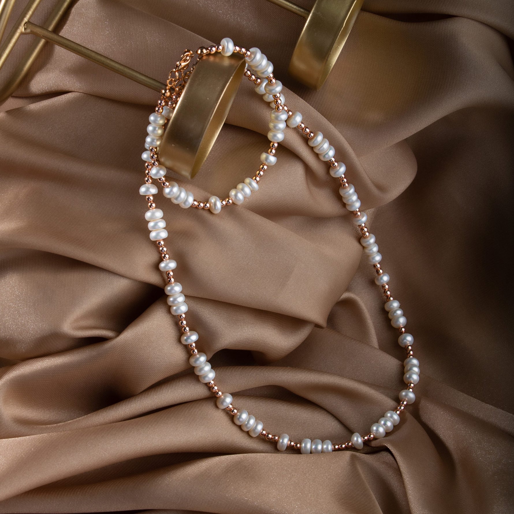 İnci-Hematit Doğal Taş Gümüş Takı Seti