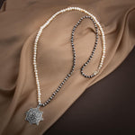 İnci-Hematit Doğal Taş Telkari Gümüş Tasarım Kolye