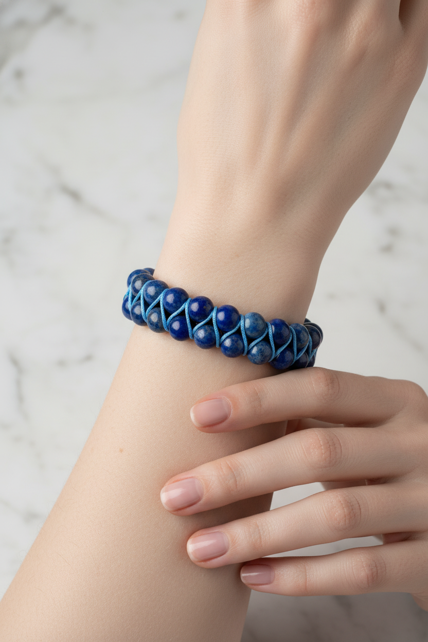 Lapis Lazuli 8mm Çift Sıra Makrome Doğal Taş Bileklik