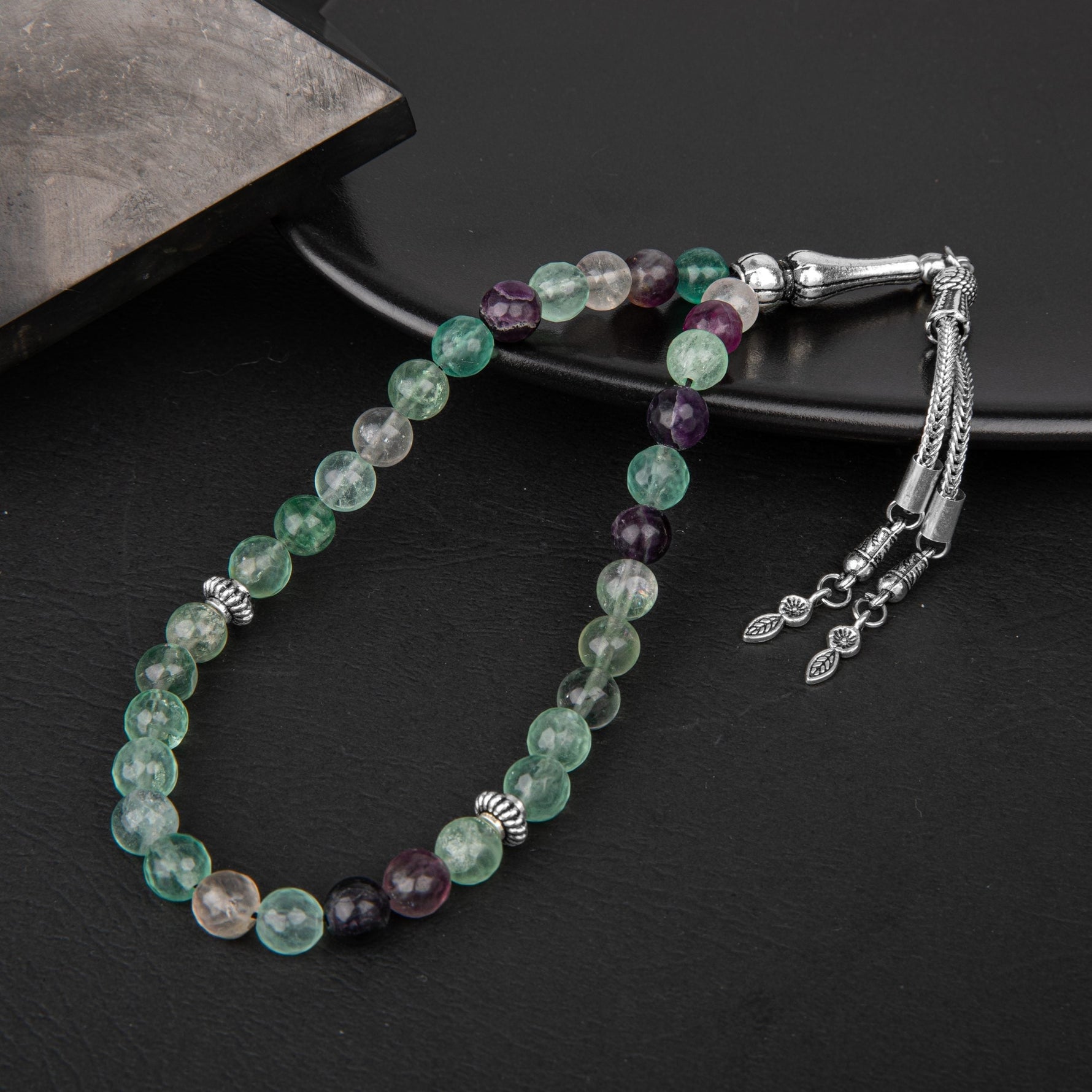 Yeşil Florit Doğal Taş Tesbih 33lük - 8mm