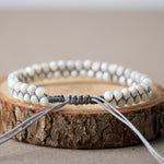 Sedef Beyaz 4mm Çift Sıra Doğal Taş Bileklik