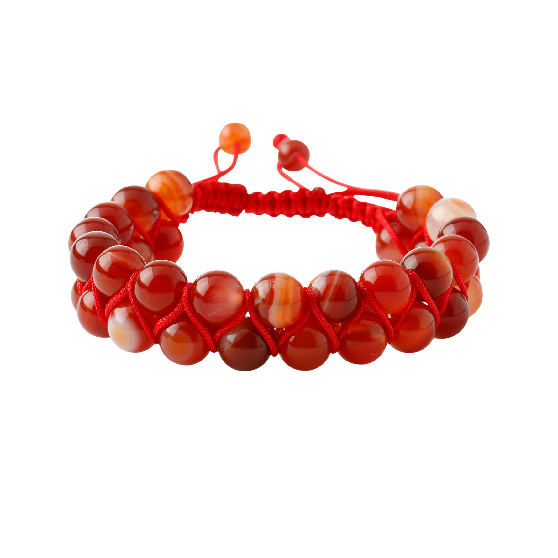 Madagaskar Akiği 8mm Çift Sıra Makrome Doğal Taş Bileklik