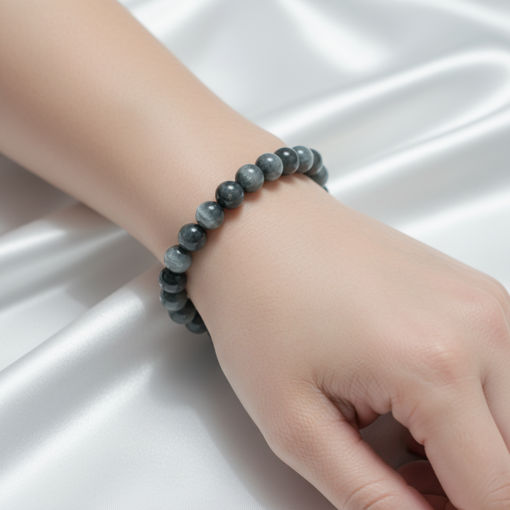 Kedi Gözü 8 mm Doğal Taş Bileklik – Özel Tasarım