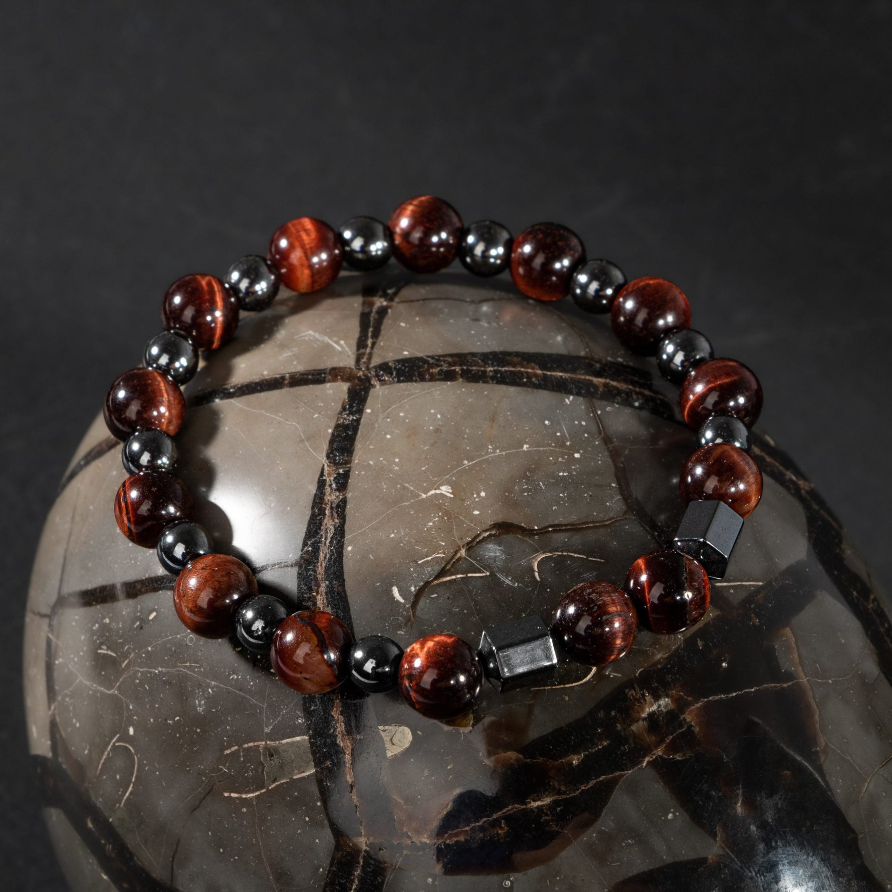 Kaplan Gözü-Hematit Doğal Taş Erkek Bileklik