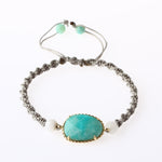 Amazonit-Ay Taşı Doğal Taş Makrome Örgü Bileklik